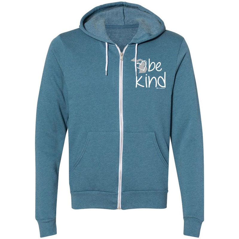 "Michigan Be Kind"Relaxed Fit Angel Fleece Full Zip Unisex Hoodie