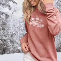 "Winter Smitten"Women's Ultra Soft Wave Wash Crew Sweatshirt