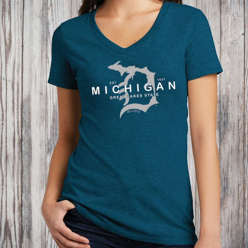 "Michigan D Established 1837"Women's V-Neck