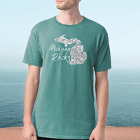 "Michigan Rocks Petoskey Stone"Men's Stonewashed T-Shirt