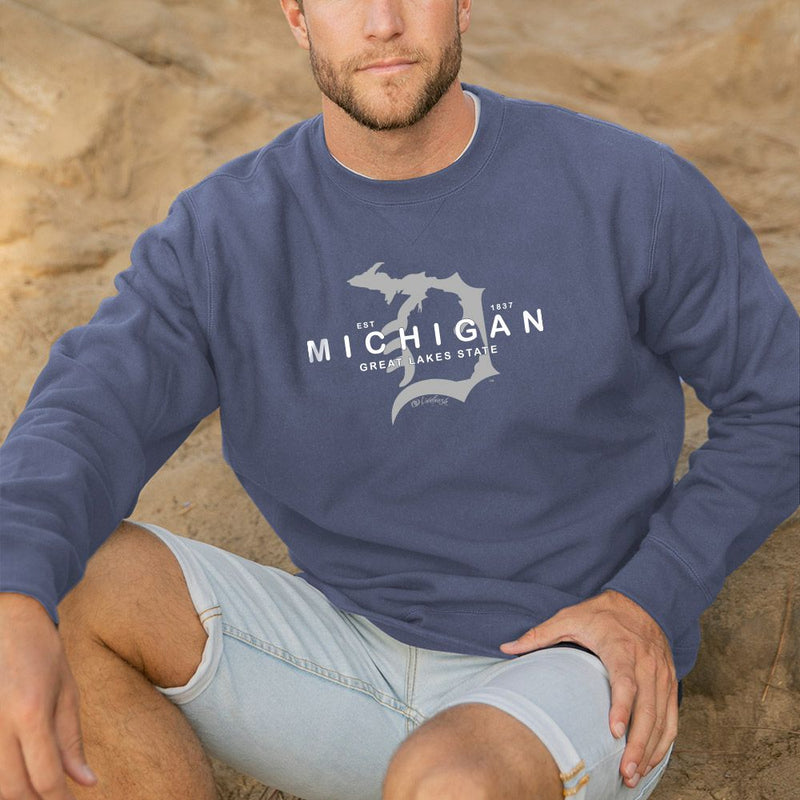 "Michigan D Established 1837"Men's Stonewashed Crew Sweatshirt