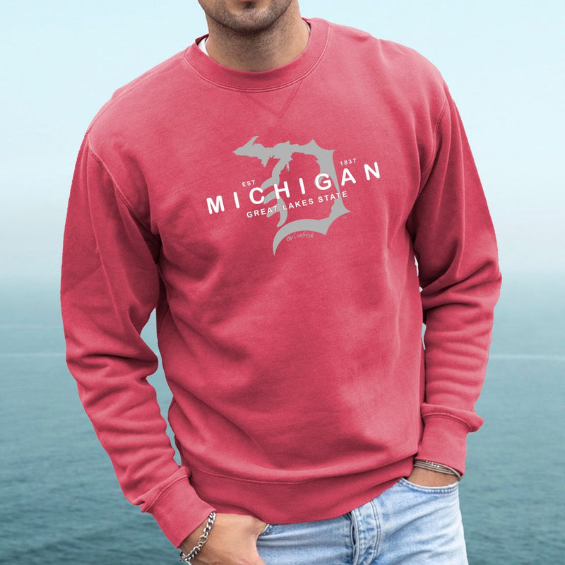"Michigan D Established 1837"Men's Stonewashed Crew Sweatshirt