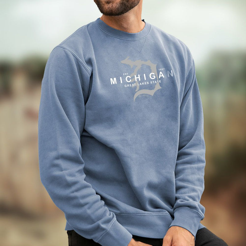"Michigan D Established 1837"Men's Stonewashed Crew Sweatshirt