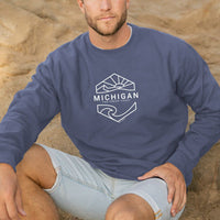 "Michigan Sunset"Men's Stonewashed Crew Sweatshirt