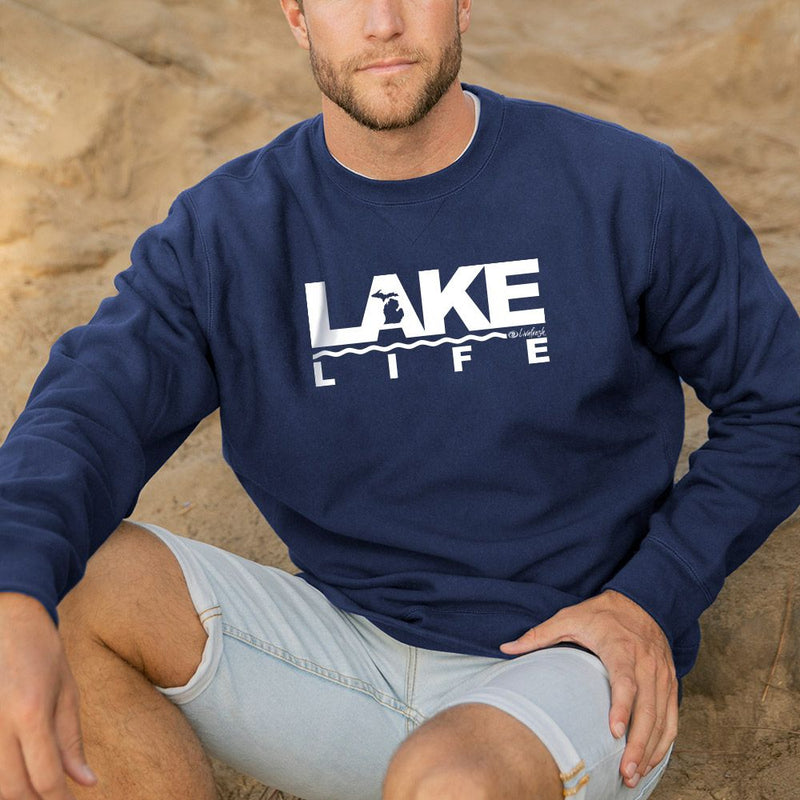 "Michigan Lake Life"Men's Stonewashed Crew Sweatshirt