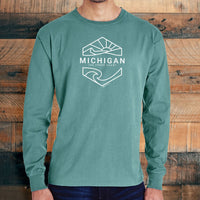 "Michigan Sunset"Men's Stonewashed Long Sleeve T-Shirt