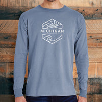 "Michigan Sunset"Men's Stonewashed Long Sleeve T-Shirt