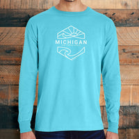 "Michigan Sunset"Men's Stonewashed Long Sleeve T-Shirt