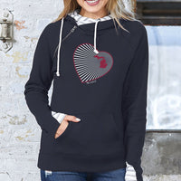 "Michigan Heart"Women's Striped Double Hood Pullover
