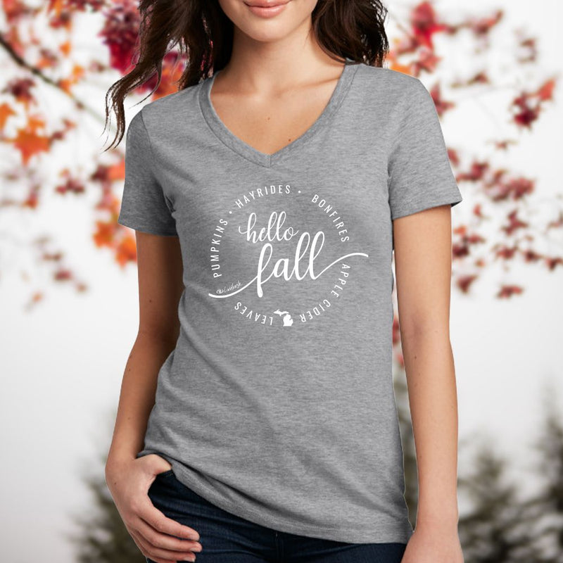 "Hello Fall"Women's V-Neck