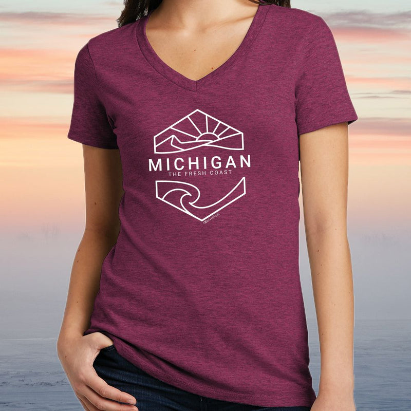 "Michigan Sunset"Women's V-Neck