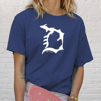 "Michigan D"Relaxed Fit Stonewashed T-Shirt