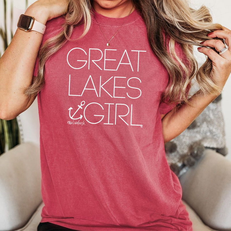 "Great Lakes Girl"Relaxed Fit Stonewashed Unisex T-Shirt