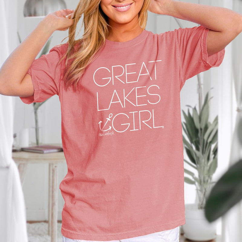 "Great Lakes Girl"Relaxed Fit Stonewashed Unisex T-Shirt