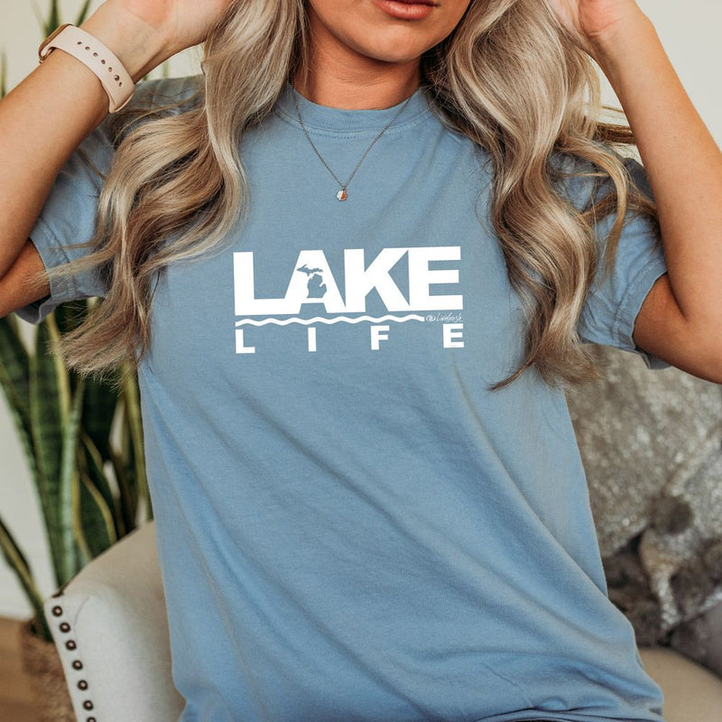 "Michigan Lake Life"Relaxed Fit Stonewashed T-Shirt