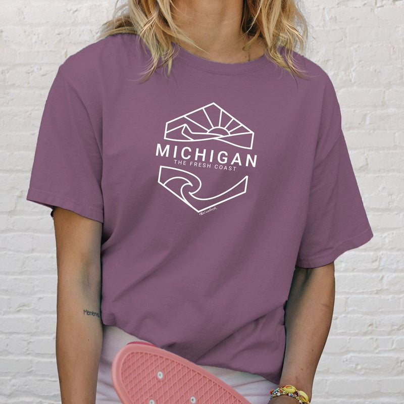 "Michigan Sunset"Relaxed Fit Stonewashed T-Shirt