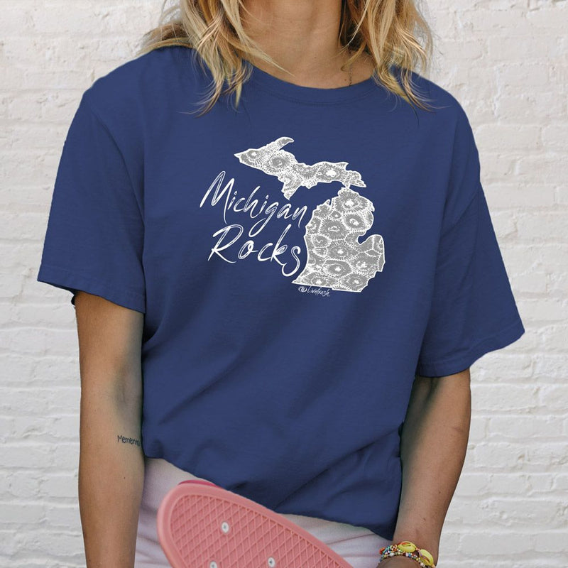 "Michigan Rocks Petoskey Stone"Relaxed Fit Stonewashed Unisex T-Shirt