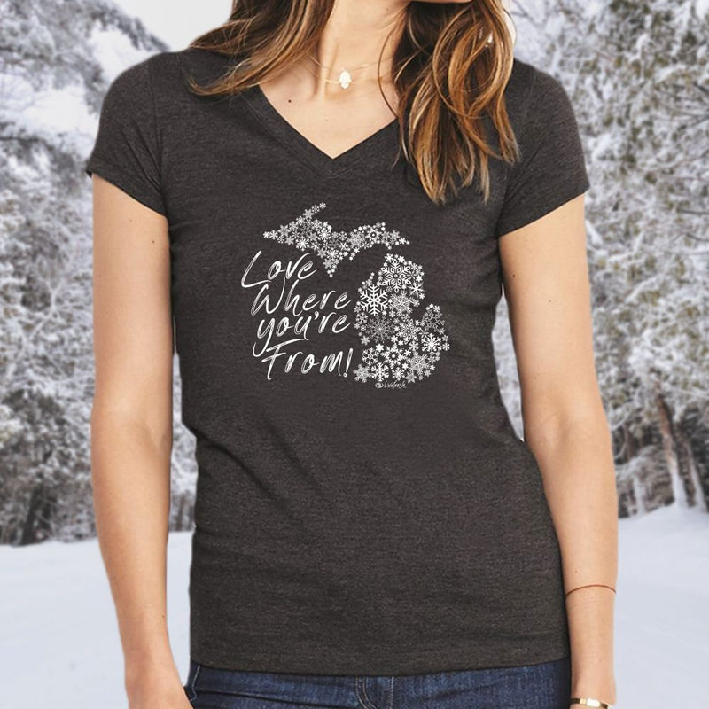 "Michigan Love Where You're From"Women's V-Neck