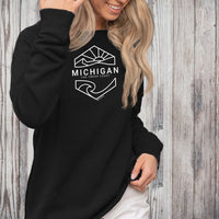 "Michigan Sunset"Women's Ultra Soft Wave Wash Crew Sweatshirt
