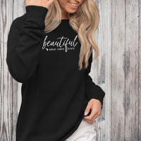 "Beautiful"Women's Ultra Soft Wave Wash Crew Sweatshirt