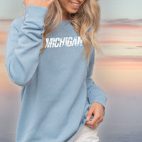 "Michigan Winter"Women's Ultra Soft Wave Wash Crew Sweatshirt