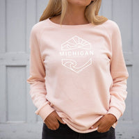 "Michigan Sunset"Women's Ultra Soft Wave Wash Crew Sweatshirt
