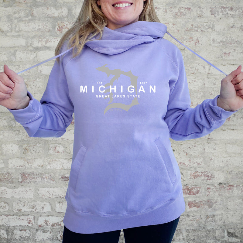 "Michigan D Established 1837"Women's Fleece Funnel Neck Pullover Hoodie