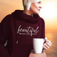 "Beautiful"Women's Fleece Funnel Neck Pullover Hoodie