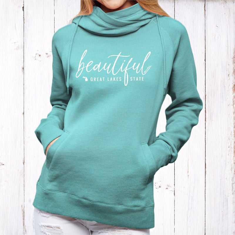 "Beautiful"Women's Fleece Funnel Neck Pullover Hoodie