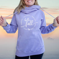 "Hello Fall"Women's Fleece Funnel Neck Pullover Hoodie