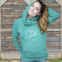 "Hello Fall"Women's Fleece Funnel Neck Pullover Hoodie