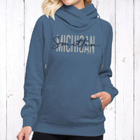 "Michigan Smitten"Women's Fleece Funnel Neck Pullover Hoodie