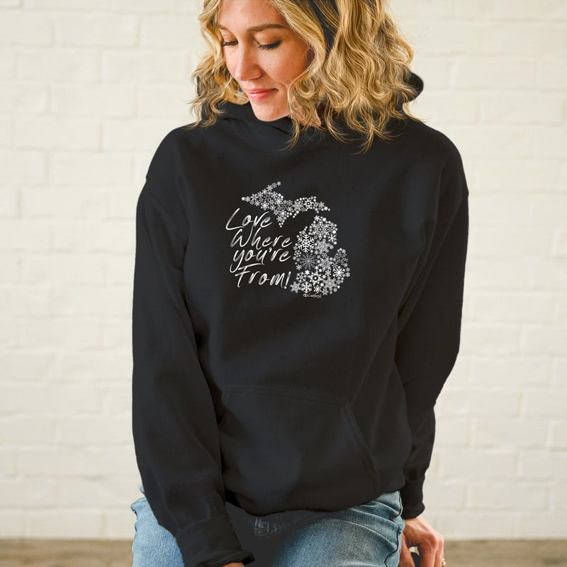 "Michigan Love Where You're From"Soft Style Relaxed Fit Unisex Hoodie