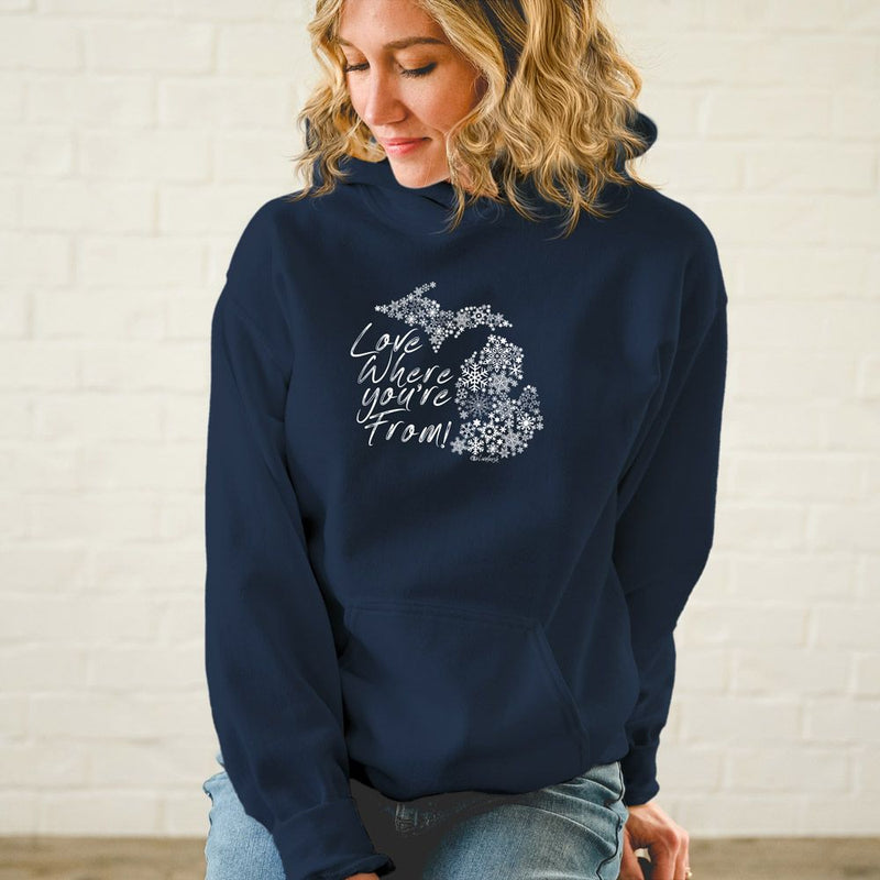 "Michigan Love Where You're From"Soft Style Relaxed Fit Unisex Hoodie
