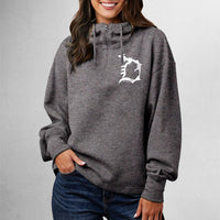 "Michigan D"Women's Relaxed Fit 1/4 Zip Scuba Neck