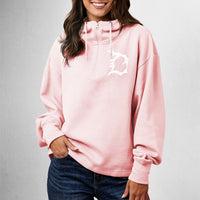 "Michigan D"Women's Relaxed Fit 1/4 Zip Scuba Neck