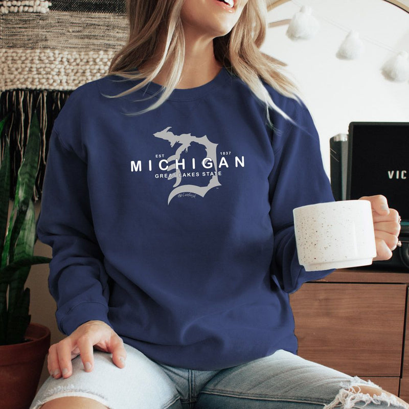 "Michigan D Established 1837"Relaxed Fit Stonewashed Crew Sweatshirt
