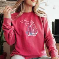 "Mighty"Relaxed Fit Stonewashed Crew Sweatshirt