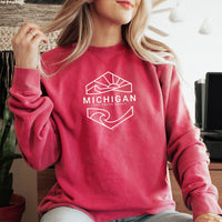 "Michigan Sunset"Relaxed Fit Stonewashed Crew Sweatshirt
