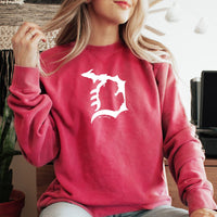 "Michigan D"Relaxed Fit Stonewashed Crew Sweatshirt