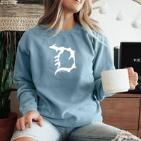 "Michigan D"Relaxed Fit Stonewashed Crew Sweatshirt