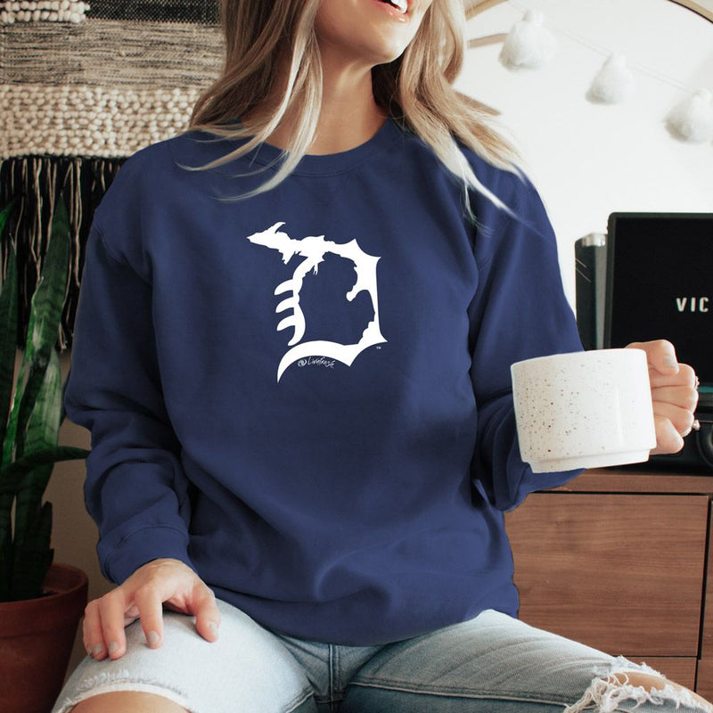 "Michigan D"Relaxed Fit Stonewashed Crew Sweatshirt