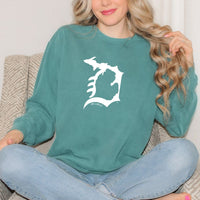 "Michigan D"Relaxed Fit Stonewashed Crew Sweatshirt