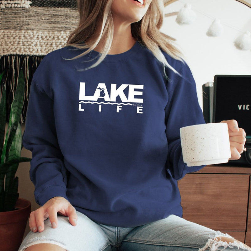 "Michigan Lake Life"Relaxed Fit Stonewashed Crew Sweatshirt