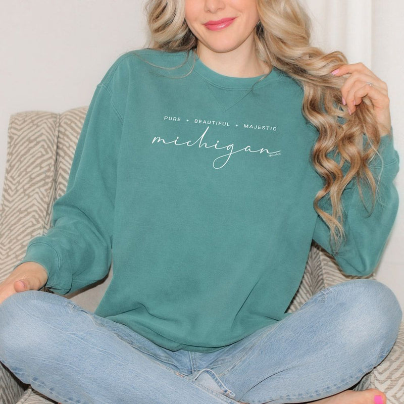 "Majestic"Relaxed Fit Stonewashed Crew Sweatshirt
