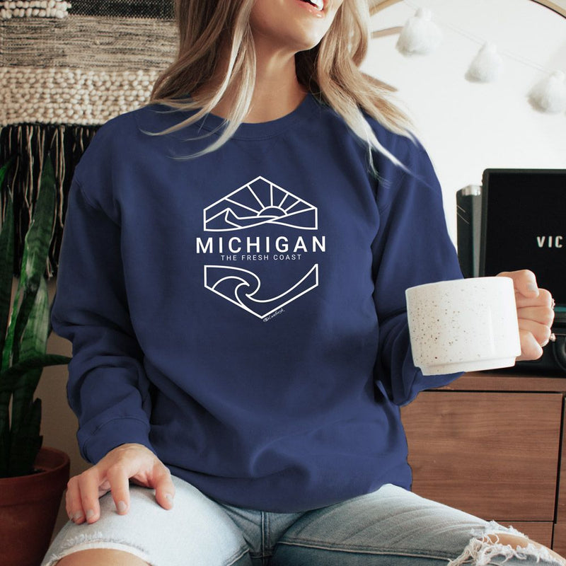 "Michigan Sunset"Relaxed Fit Stonewashed Crew Sweatshirt