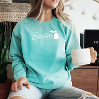 "Smitten With The Mitten"Relaxed Fit Stonewashed Crew Sweatshirt