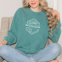 "Michigan Sunset"Relaxed Fit Stonewashed Crew Sweatshirt