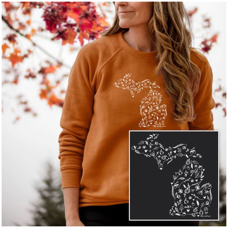"Fall Wonder"Relaxed Fit Angel Fleece Pullover Crew