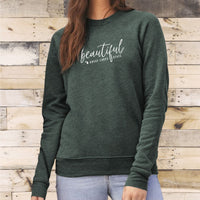 "Beautiful"Relaxed Fit Angel Fleece Pullover Crew